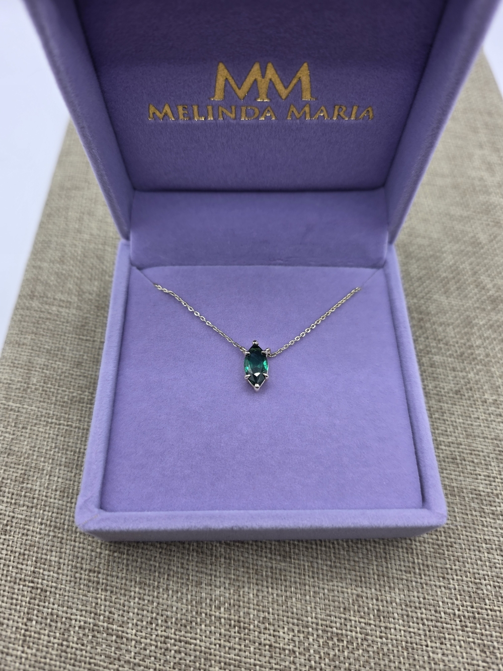 Melinda Maria Emerald Teardrop Pendant Necklace - Green